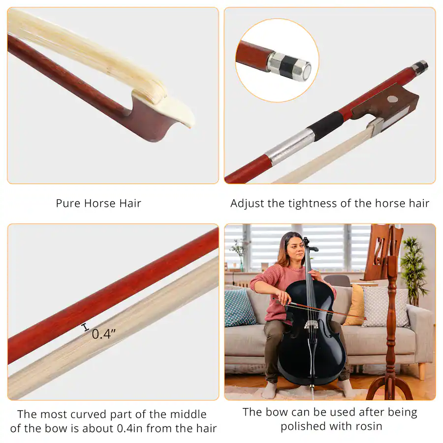 String And Bow Instruments Winado 3/4 Beginner Cello Instrument for Adults, Acoustic Cello Set ...