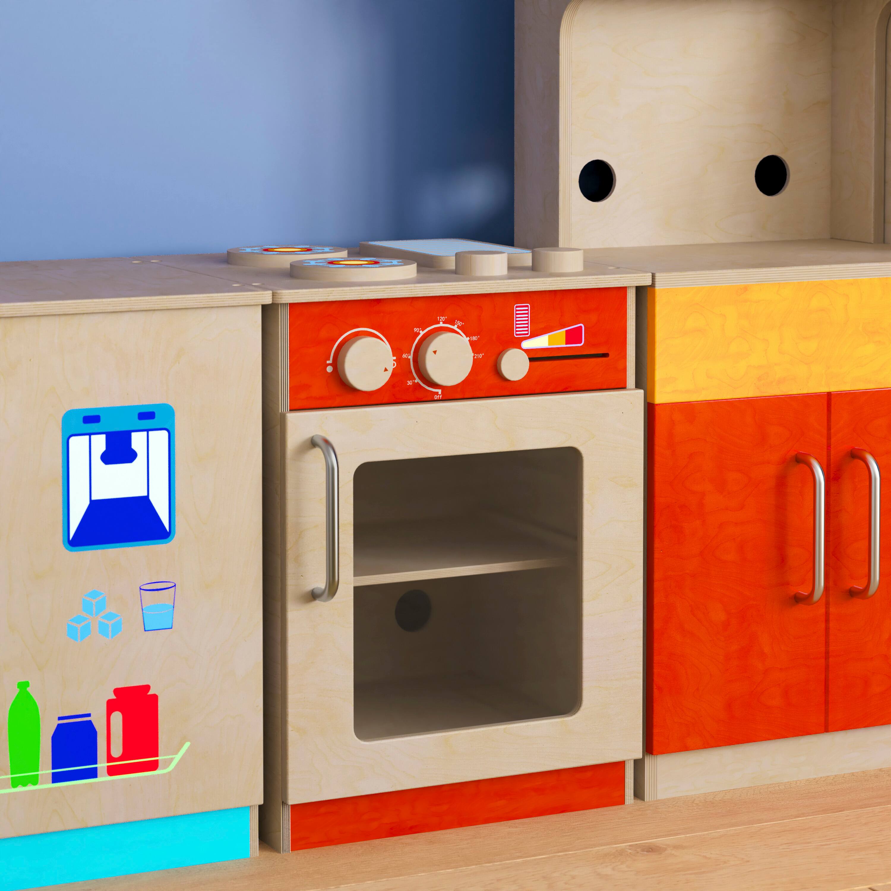 Alt View 3. Flash Furniture - Bright Beginnings Commercial Grade Wooden Children's Kitchen Stove with Integrated Storage - Natural.
