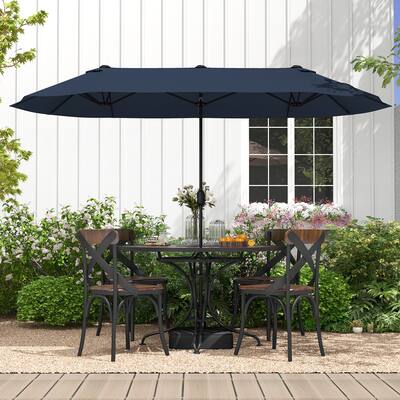 13 ft patio umbrella with crank Double-Sided Large Rectangle Market Umbrella 36 LED Lights-Wine with a large canopy to provide optimal protection from the sun and rain 13 ft Double-Sided Patio Umbrella