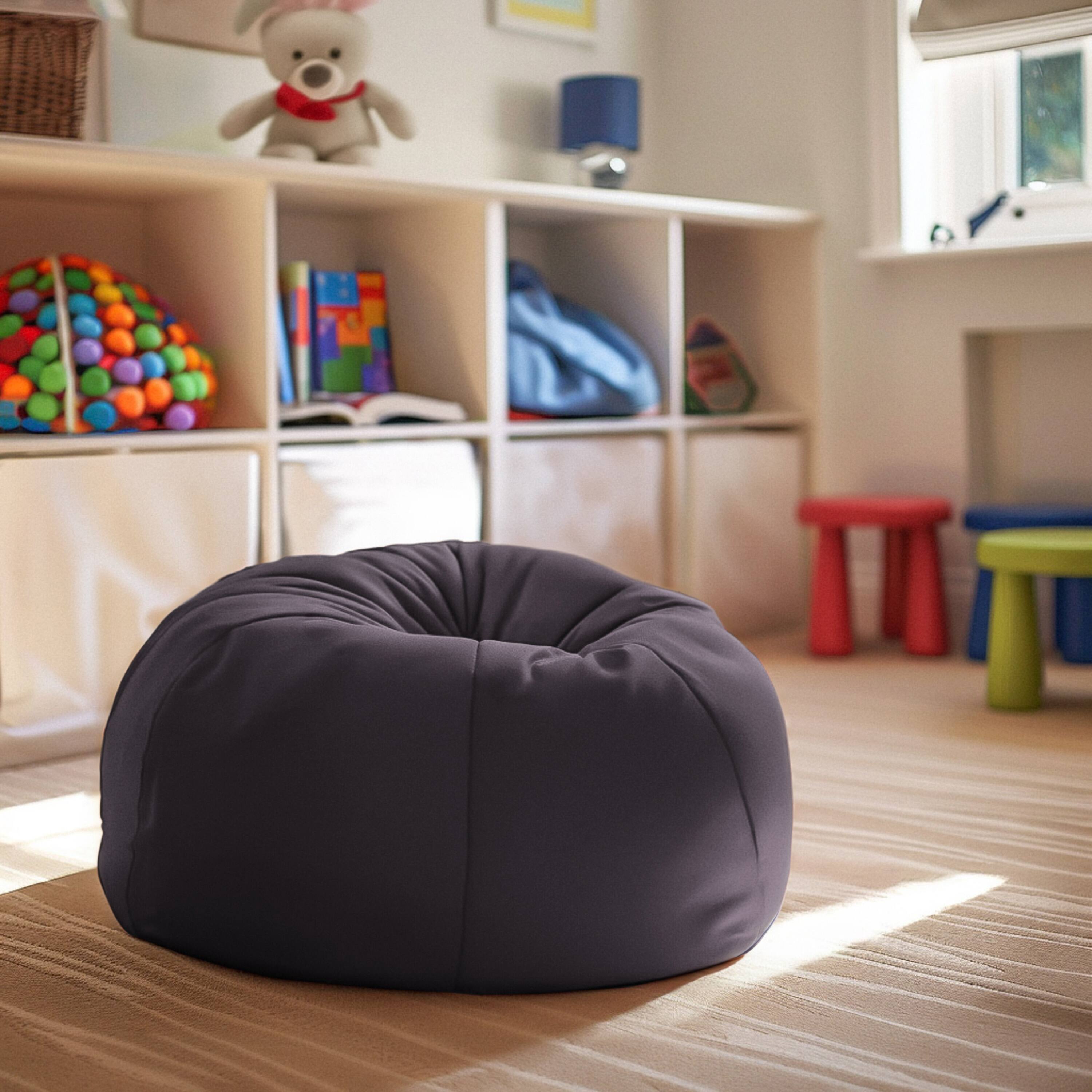 Alt View 1. Emma + Oliver - Small Bean Bag Chair for Kids and Teens - Gray.
