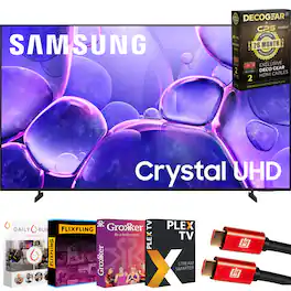 Samsung - 75" U8000F Crystal UHD 4K Smart TV (2025) + 26 Month Extended Warranty Protection Plan Bundle + Movies Streaming 2020