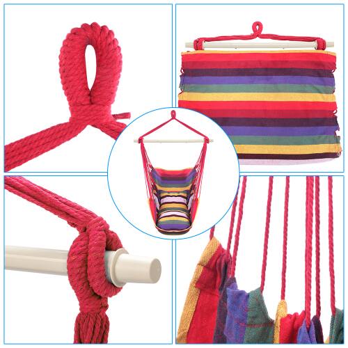 Alt View 2. Winado - Hammock Chair Only with Hanging Rope Swing Seat, Includes 2 Fluffy Pillows for Indoor Outdoor Patio Backyard Hanging - Rainbow Stripes.