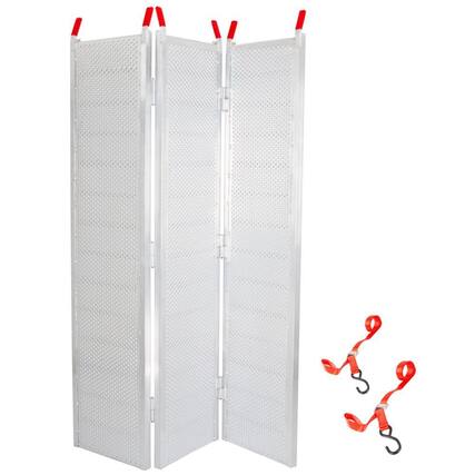 Front. Black Widow - Black Widow 6’ 5” Punch Plate Aluminum Wide ATV Ramp, 1,500 Lbs Capacity, Silver - Silver.