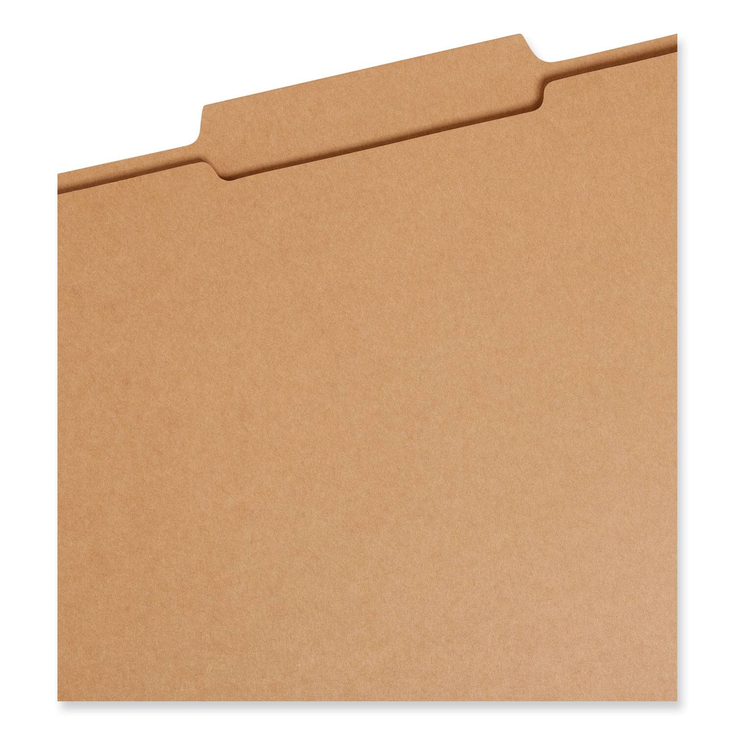 Angle. Smead Manufacturing - Reinforced Heavyweight Kraft File Folder, 2/5-Cut Tabs: Right of Center, Letter, 0.75" Expansion, Brown, 100/BX.