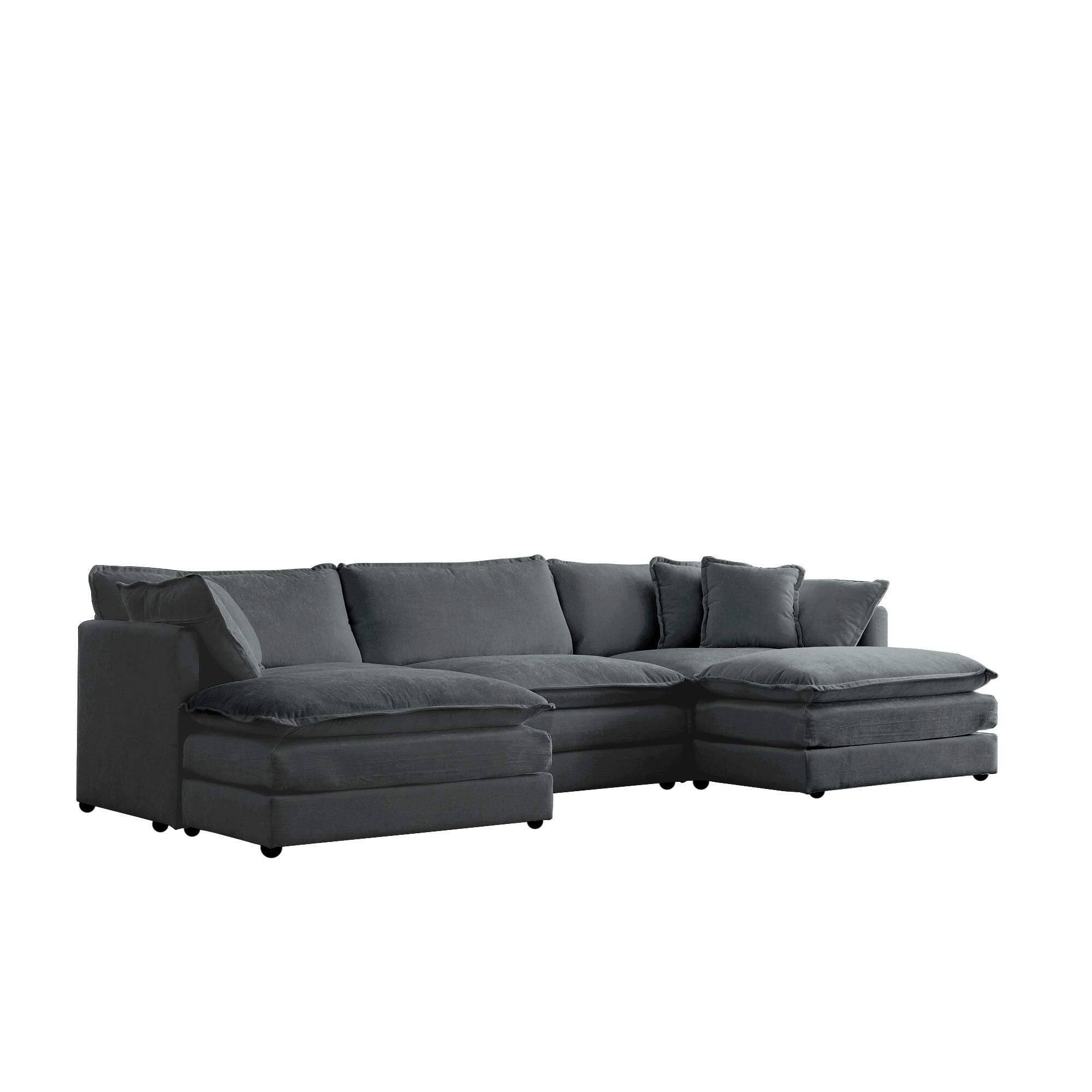 Angle. LOVMOR - UShaped Sectional Sofa wReversible Footrest 5Seater Convertible Corner Couch with 2 Ottomans Modern Minimalist Soft - Gray.