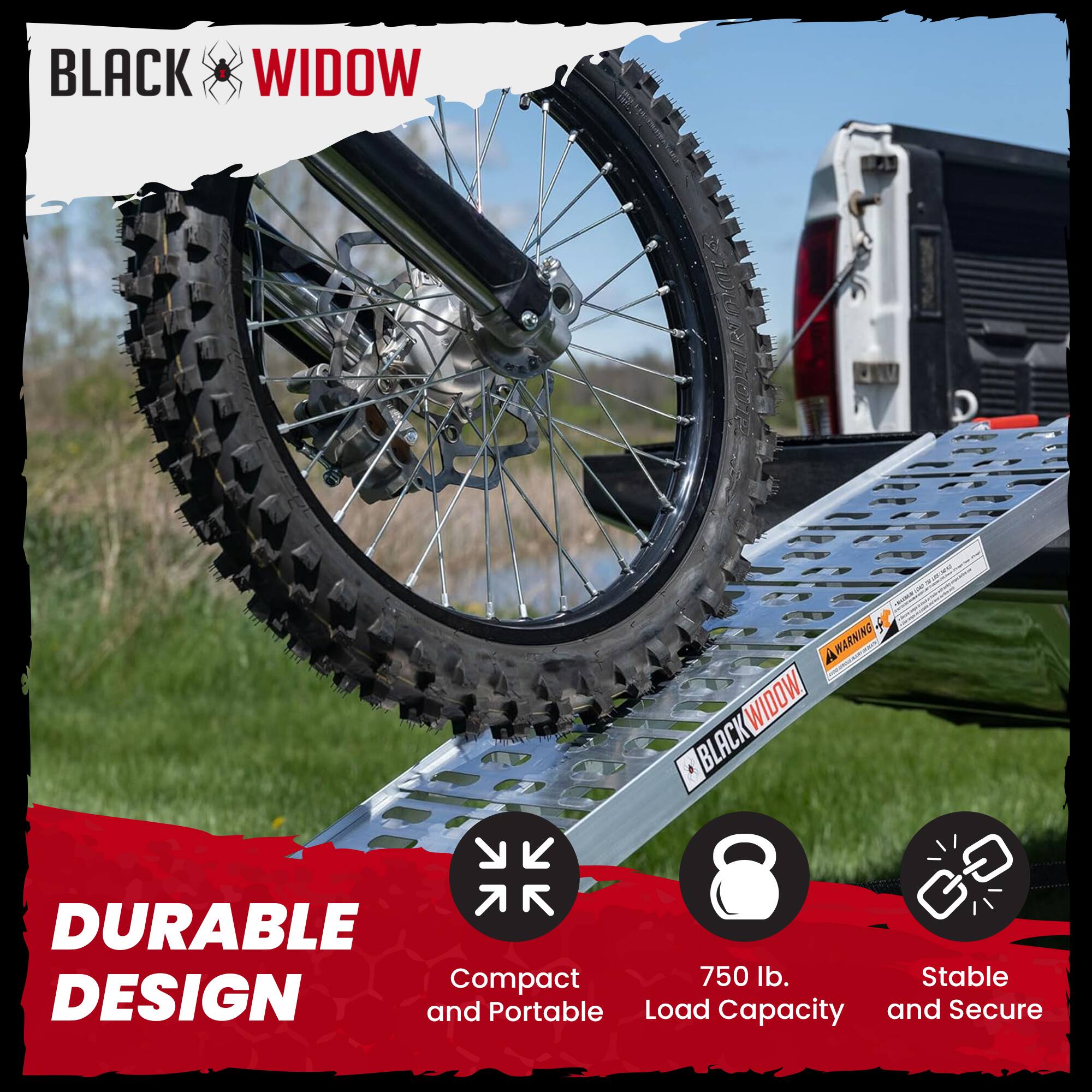 BLACK WIDOW

A WARNING BLACK KWIDOW  DURABLE  20 Compact 750 lb. Stable DESIGN and Portable Load Capacity and Secure