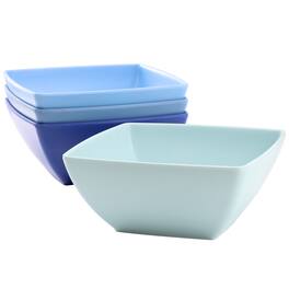 Gibson - Home Grayson 4 Piece 6 Inch Square Melamine Dinner Bowl Set in Assorted - Blue