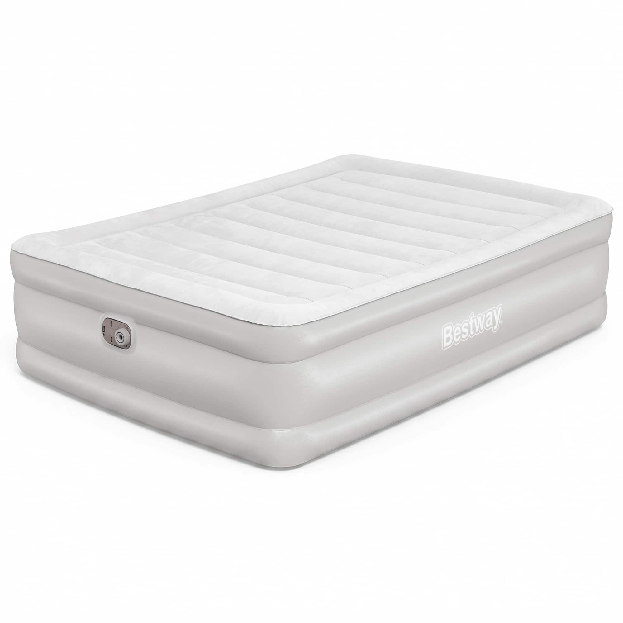 Bestway - Tritech 20" Queen Air Mattress, Airbed with Built-in AC Pump, Warm - Gray