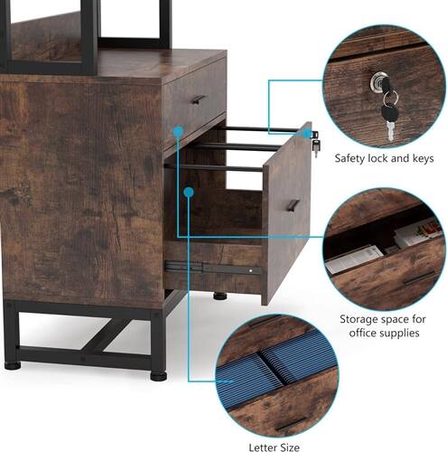 Safety lock and keys  
Storage space for office supplies  
Letter Size