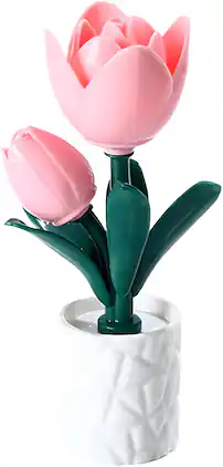 Cluzine - Tulip Flower LED Night Light, Battery-Powered Decorative Lamp for Bedroom, Desk & Home Decor
