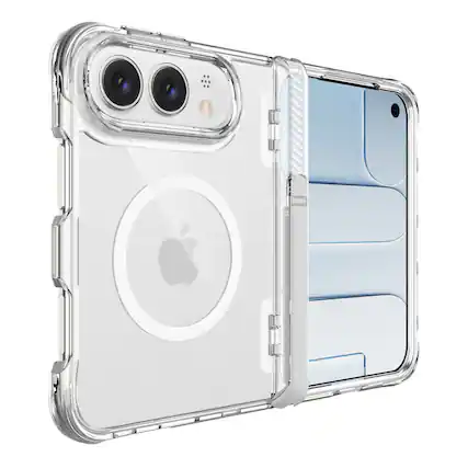 Front. Dteck - for Apple iPhone Duo Magnetic Clear Case with Hidden Kickstand & Hinge Protection,Shock-absorbent Rugged Hard Cover - Clear.