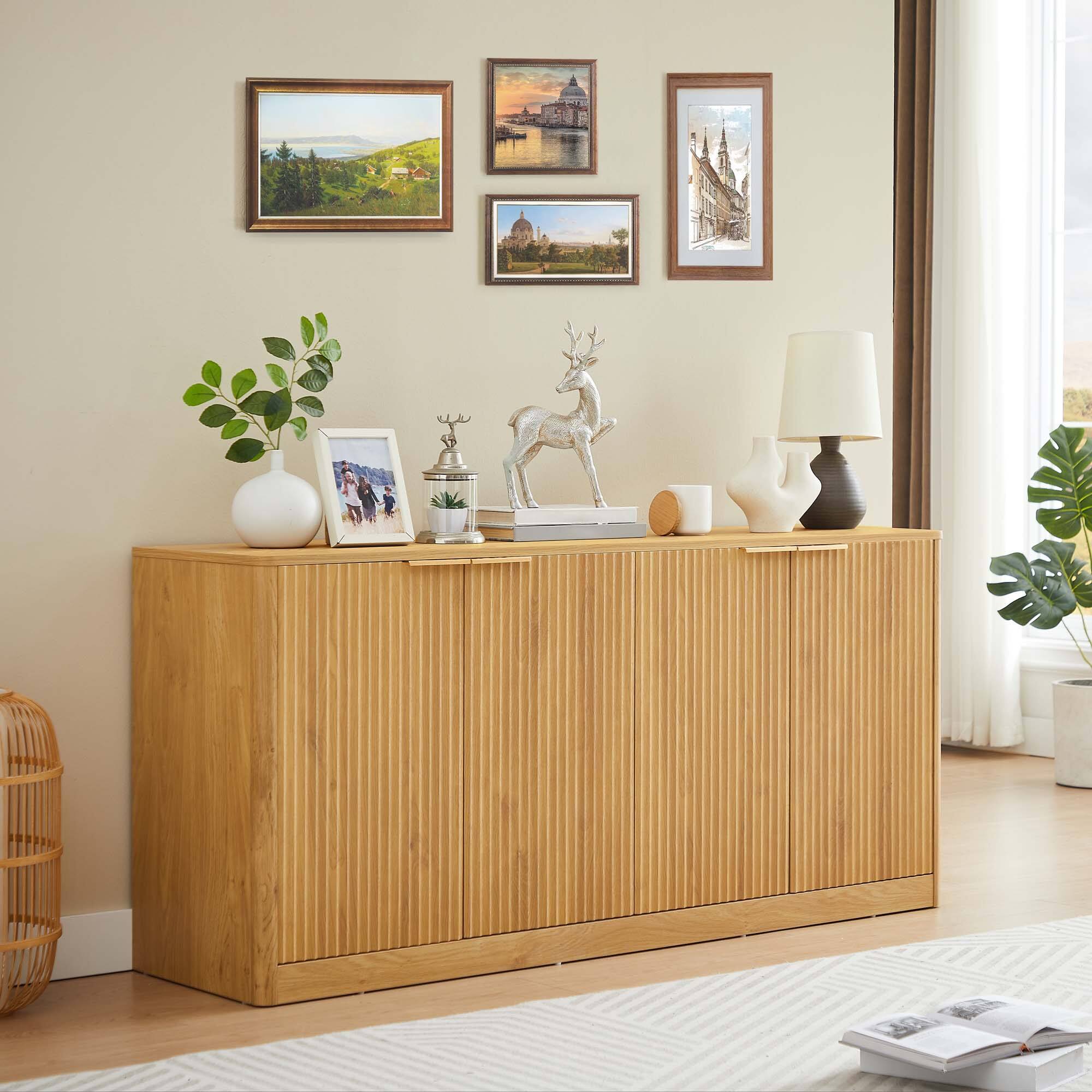 Alt View 9. Forest'nSky - 59-inch modern wavy sideboard, curved contour design storage cabinet,Natural - Natural.