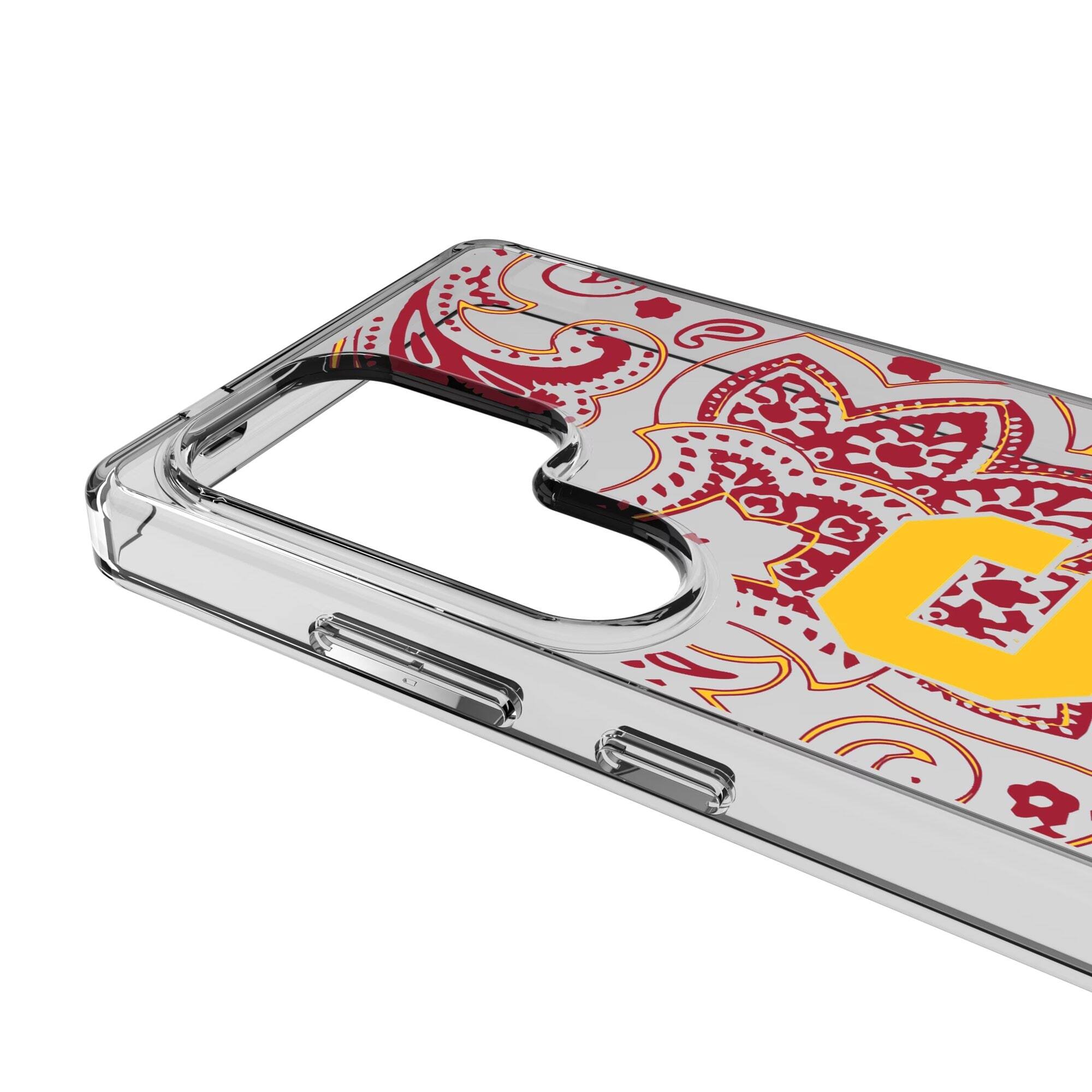 Alt View 2. Keyscaper - USC Trojans Paisley Galaxy Clear Case - S24 - Multicolor.