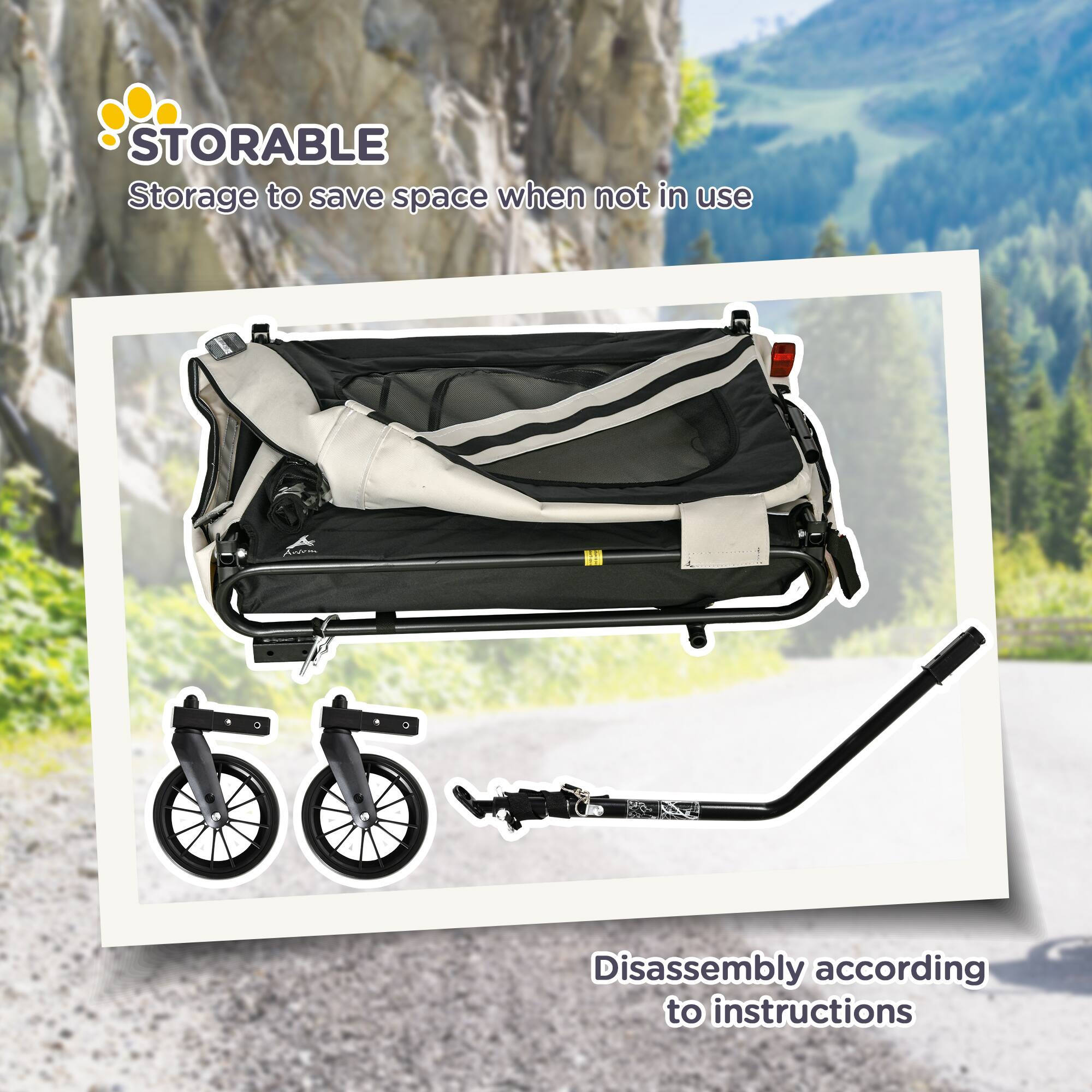 Alt View 2. Aosom - 2-in-1 Pet Bike Trailer for Small Dogs, Road-Visibility Dog Stroller Bicycle Carrier, Weather-Strong Bike Wagon Sidecar.