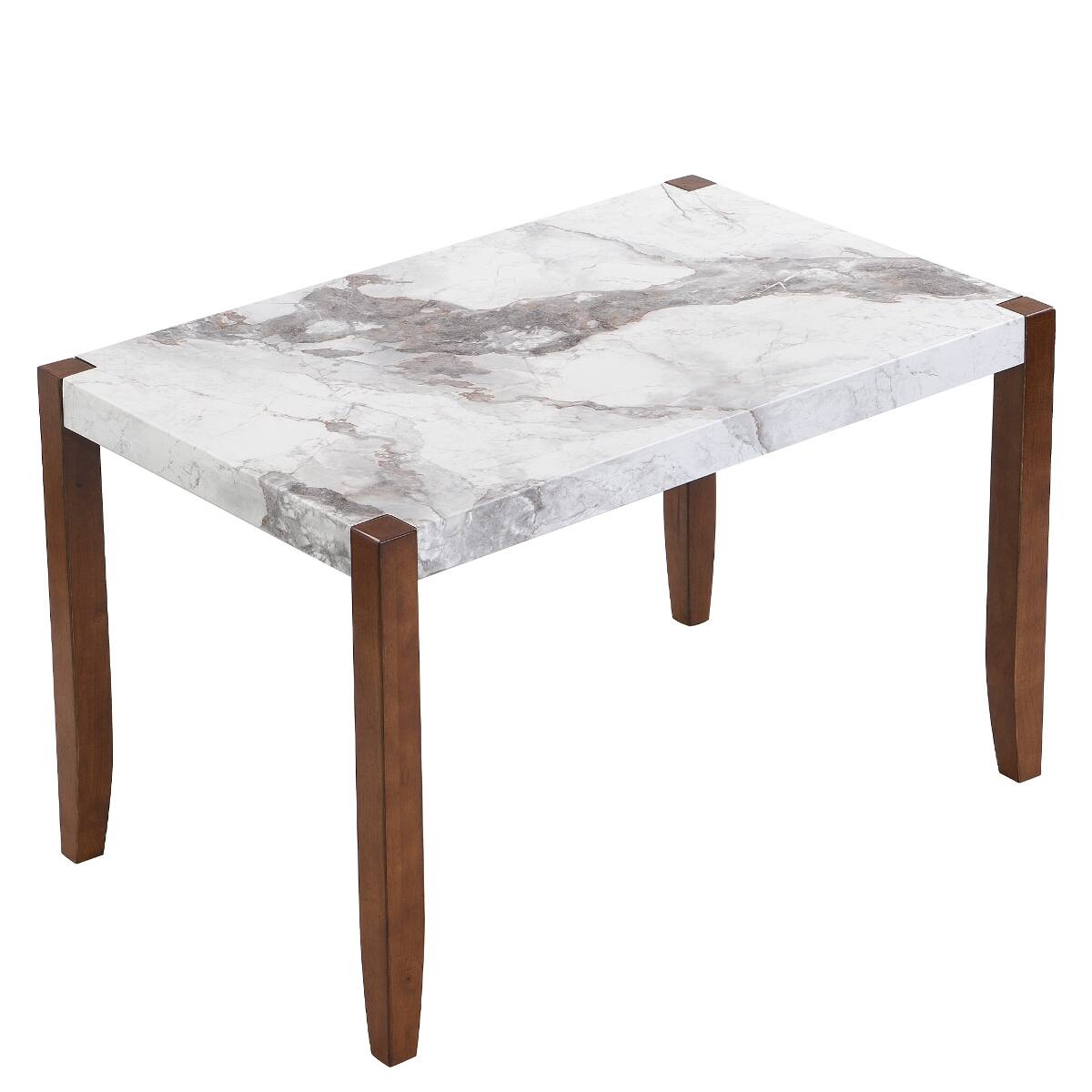 Alt View 1. Loheer - Loheer Modern Faux Marble Dining Table, 46.5 Inch Rectangular White Table for Four - White.