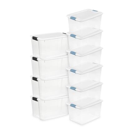 Front. Sterilite - Sterilite 70 Quart Ultra Latch Storage Box (4 Pack) & 64 Qt. Container (6 Pack) - Clear.