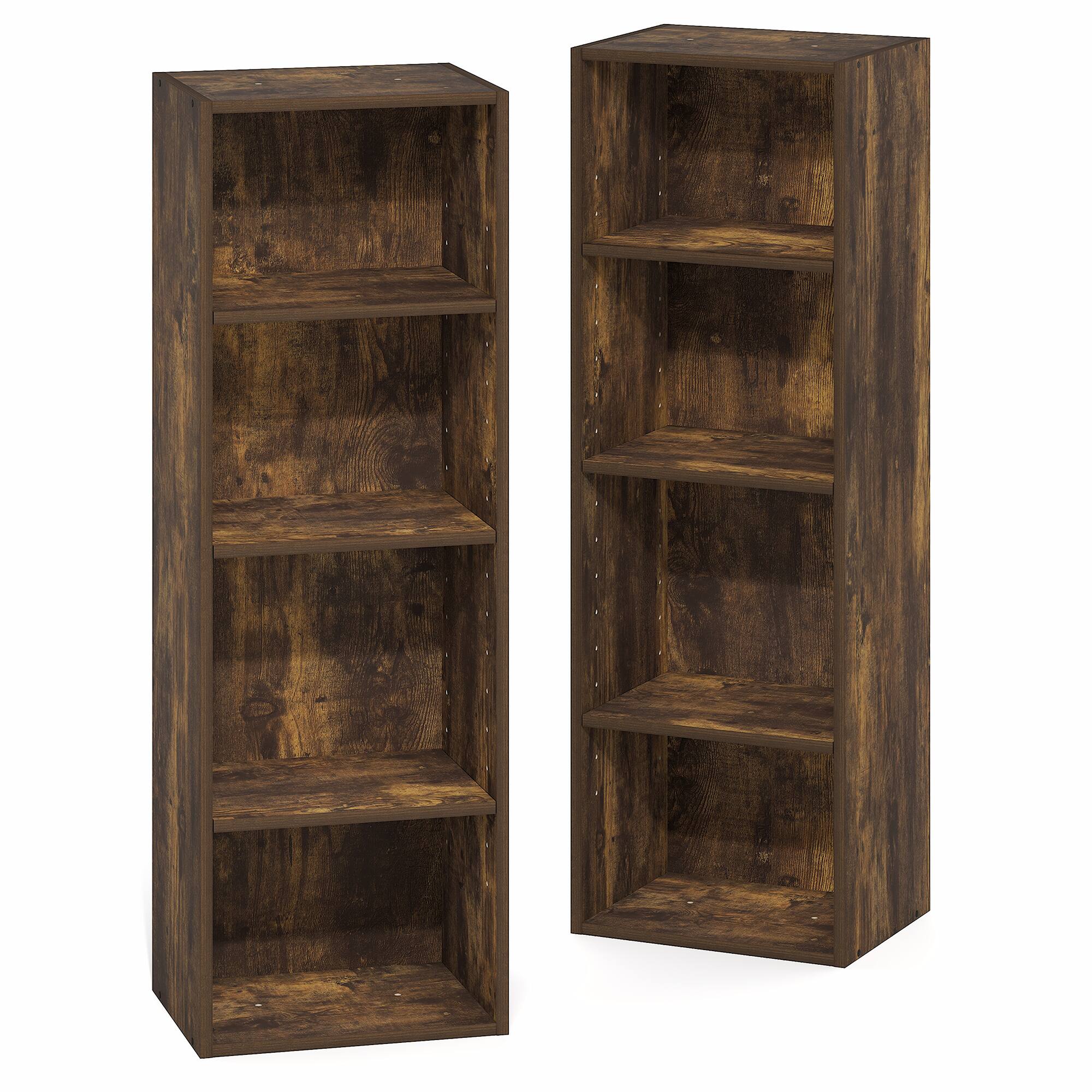 Alt View 1. Furinno - PASIR Book Shelf, 8-Tier Bookshelf, Bookcase with Open Shelf, 9.3 x 11.8 x 70.9, for Living Room, Bedroom, Home Office - Amber Pine.