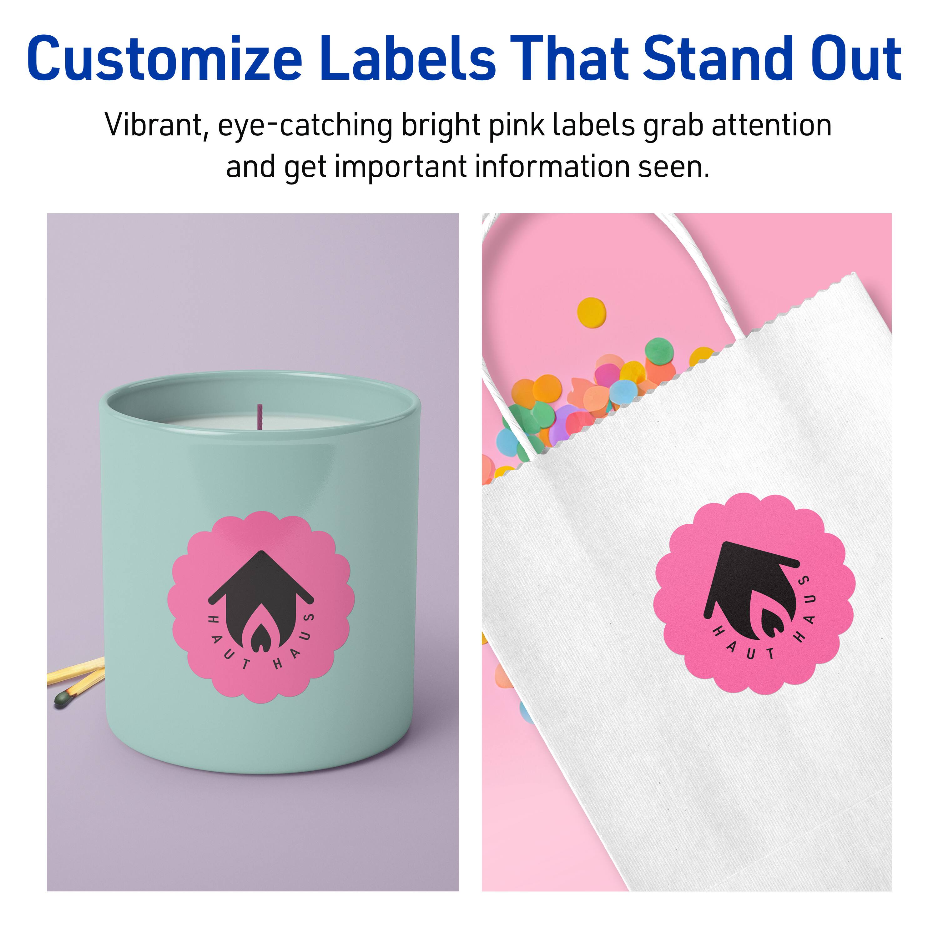 Customize Labels That Stand Out

Vibrant, eye-catching bright pink labels grab attention and get important information seen.

HAUT HAUS HAUT