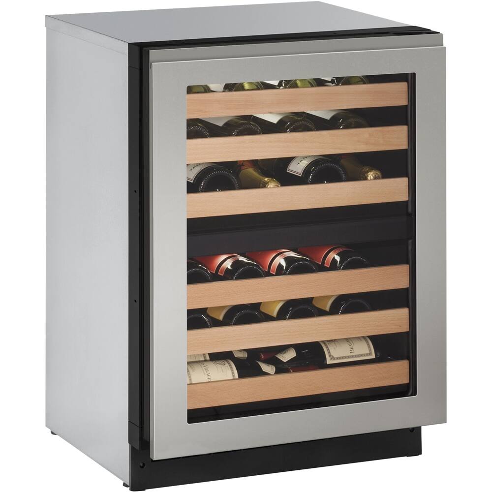 Angle. U-Line - Wine Captain 43-Bottle Built-In Wine Cooler - Custom Panel Ready.