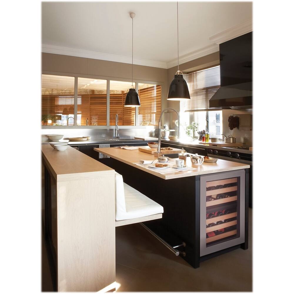 Left. U-Line - Wine Captain 43-Bottle Built-In Wine Cooler - Custom Panel Ready.