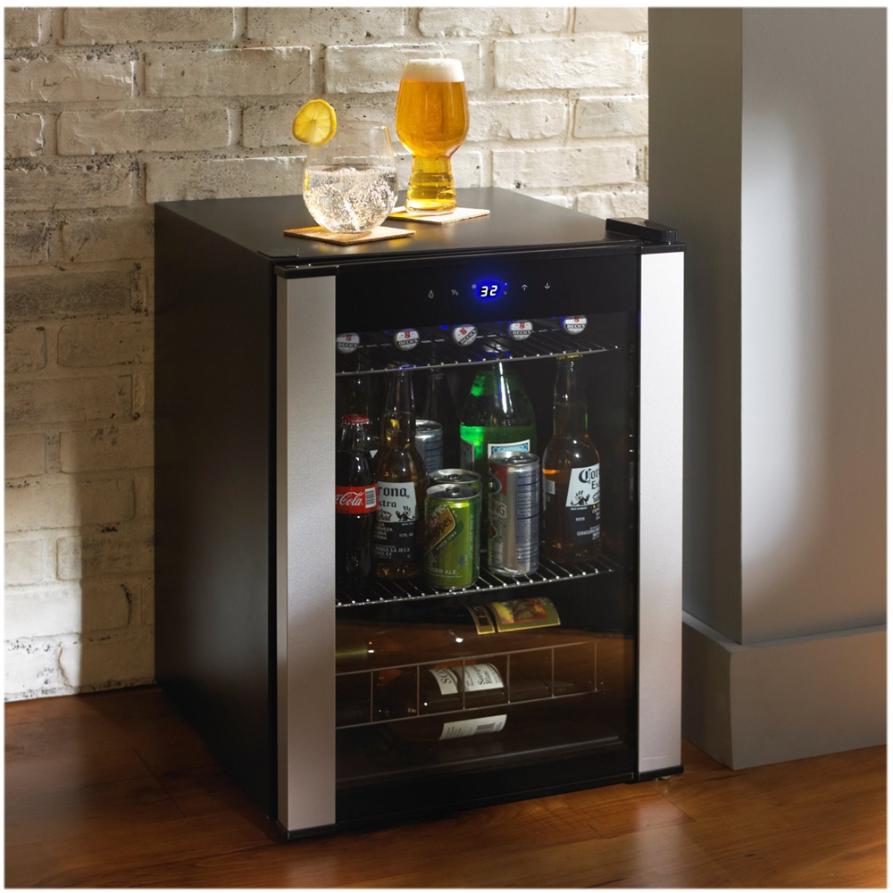 Left View: NewAir - 29-Bottle Wine Cooler - Stainless Steel