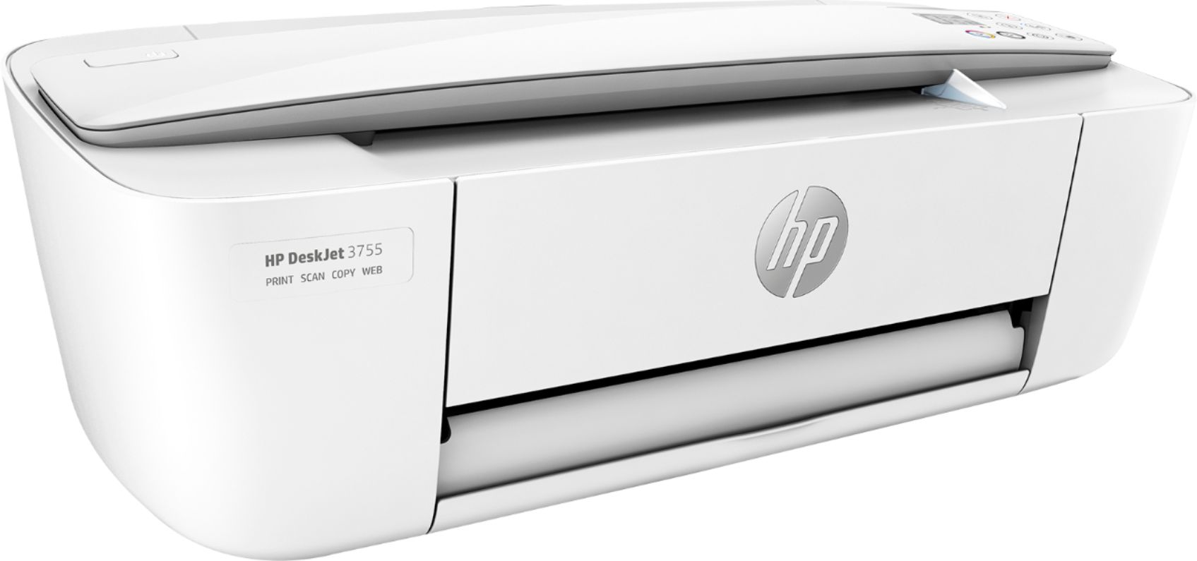 Angle View: HP - DeskJet 3755 Wireless All-In-One Instant Ink Ready Inkjet Printer - Stone