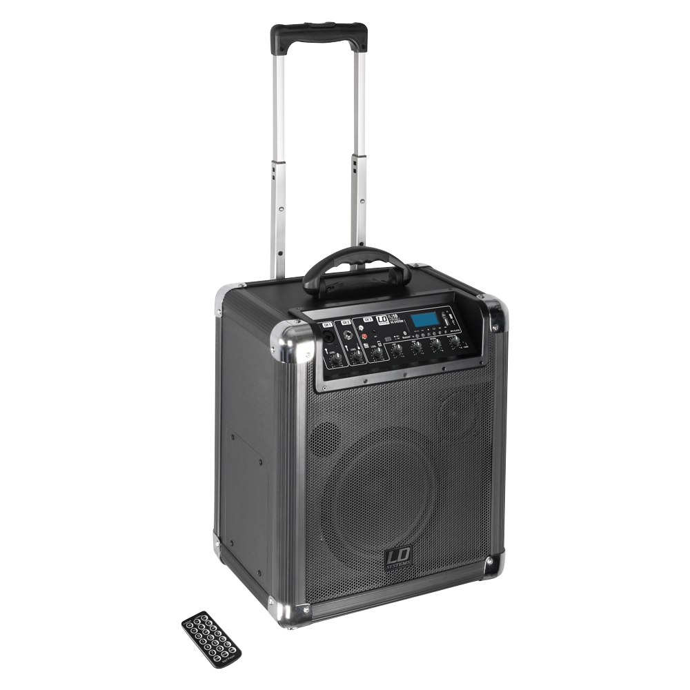 Angle View: Samson Expedition XP106 Portable PA System with Wired Handheld Mic & Bluetooth