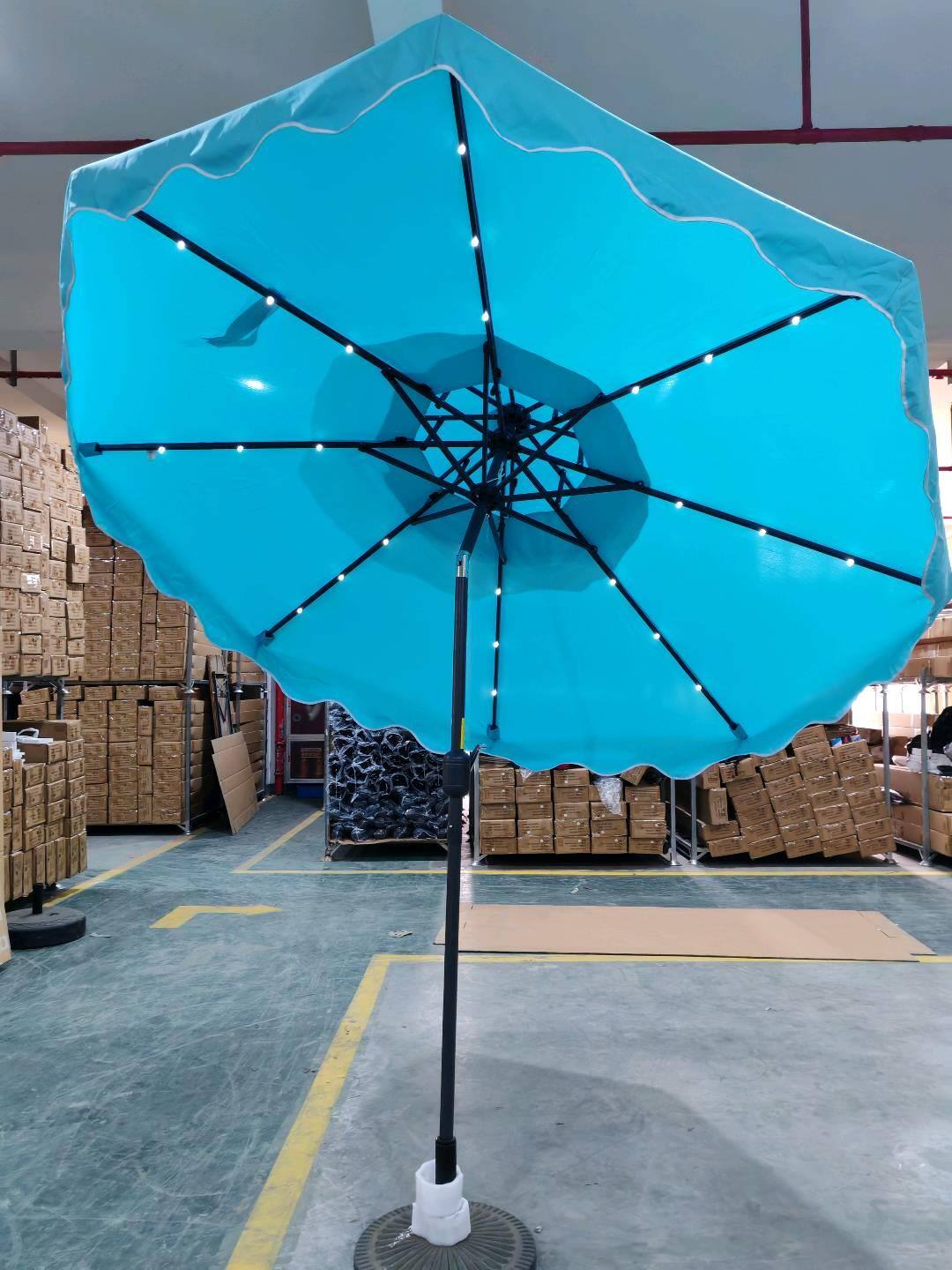 Alt View 5. Costway - Costway 9 FT Solar LED Patio Umbrella, Push-Button Tilt & Crank, 24 LED Lights & 8 Ribs - Blue.