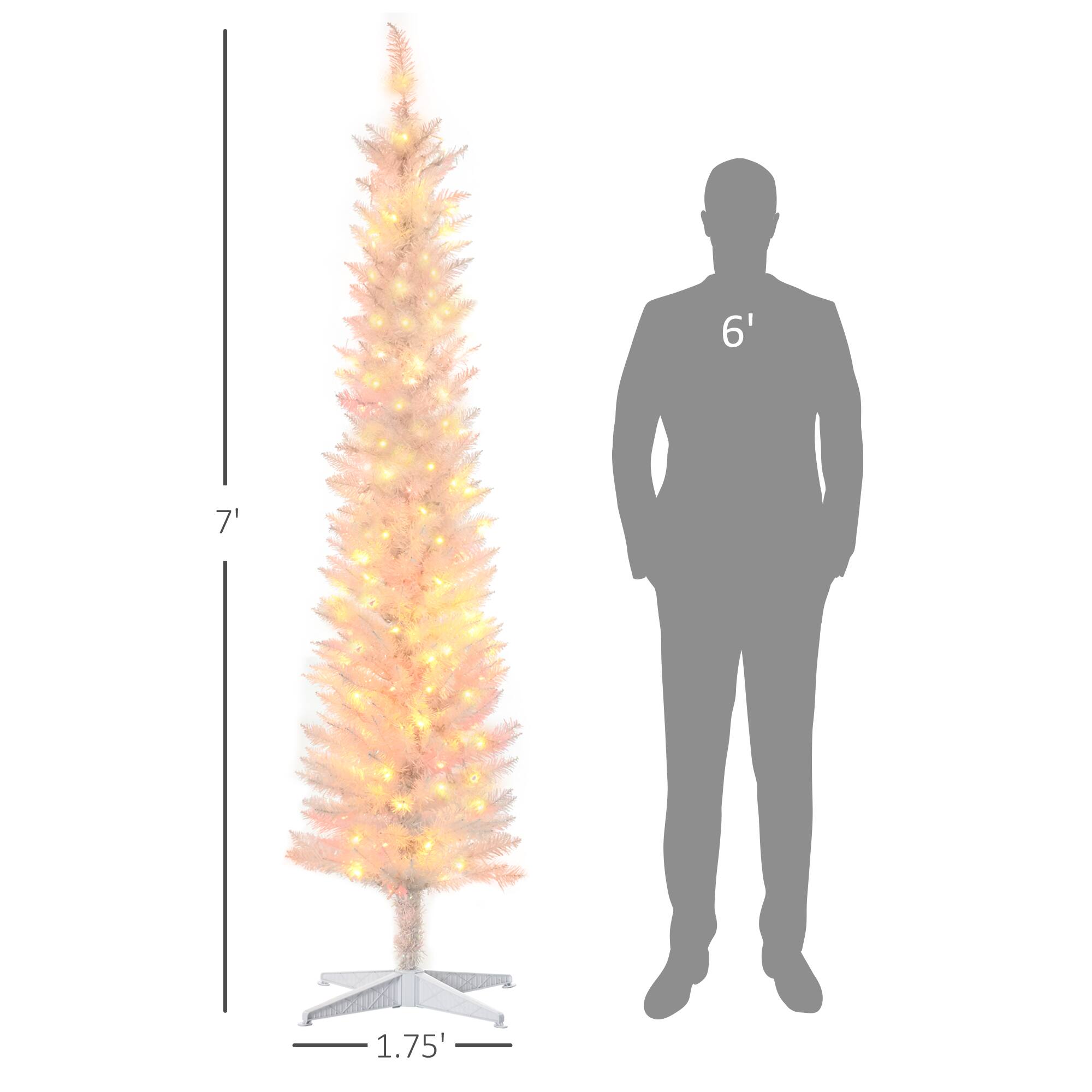Alt View 2. Homcom - Prelit Pencil Artificial Christmas Tree, 500 Colorful Surface Branches, 250 Colorful LEDs - white.