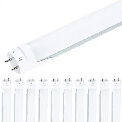 Front. VIRIBRIGHT - 4 Foot Ballast Bypass 18 Watt T8 LED Tube Light Bulbs - 6000K Daylight White - 10 Pack - 6000K.