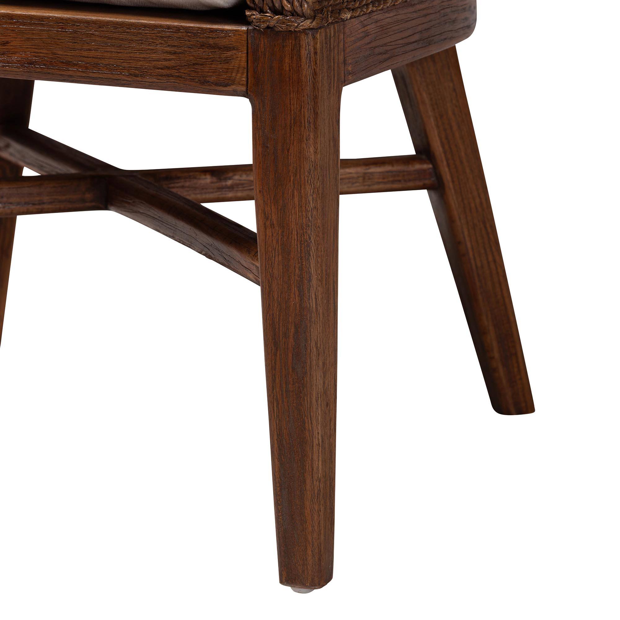 Alt View 2. bali & pari - Ridley Seagrass Dining Chair with Mahogany Wood Frame - Accent Chair with Woven Square Back and Cushioned Seat - Brown Wash.