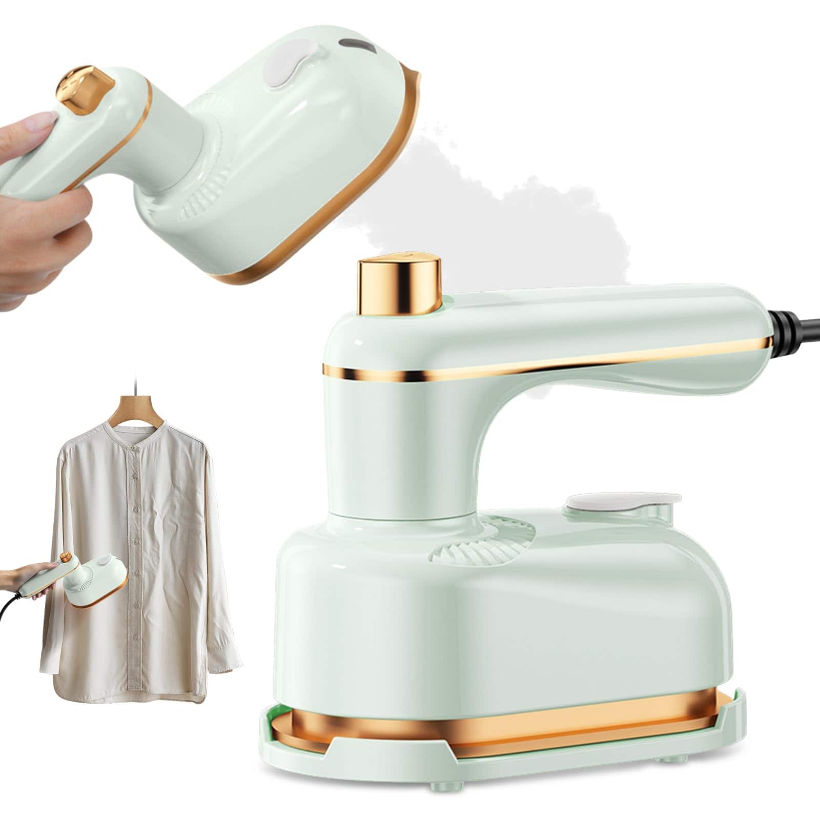 DORLUKFU - Handheld Steam Iron with Anti-Scalding Base,2026 New1000W Portable Fabric Steamer for Clothes,2-in-1 Steamer and Irons,