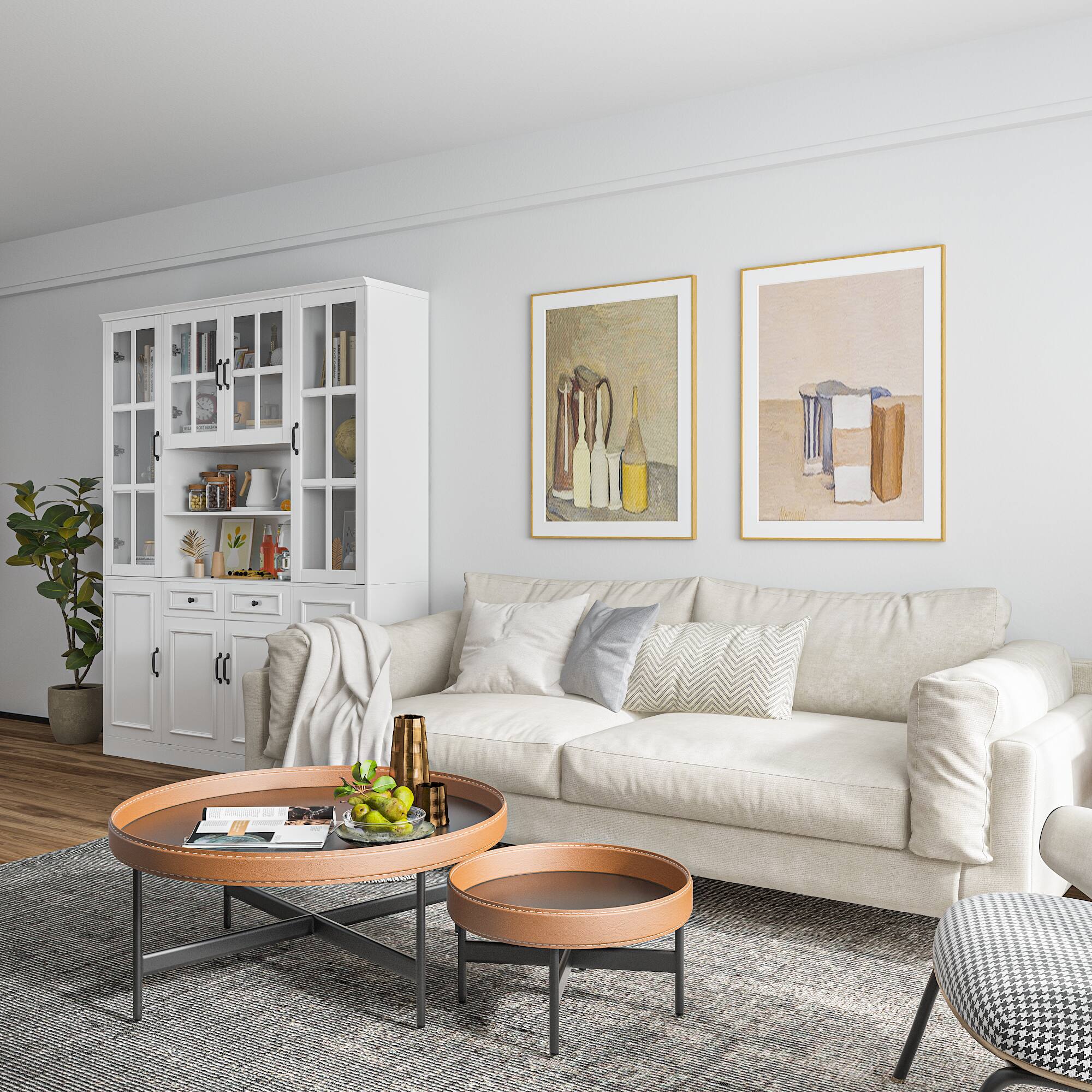 Alt View 6. FUFU & GAGA - FUFU&GAGA Glass-Door Kitchen Sideboard: Adjustable Shelves & Drawers for Dining Pantry Storage - White.