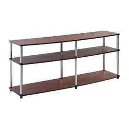 FurniFact - Cherry 3-tier TV stand, sturdy particle board construction, stainless steel - Brown