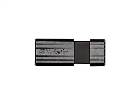 Front. Verbatim - Verbatim Pinstripe 128GB USB 2.0 Flash Drive - Black.