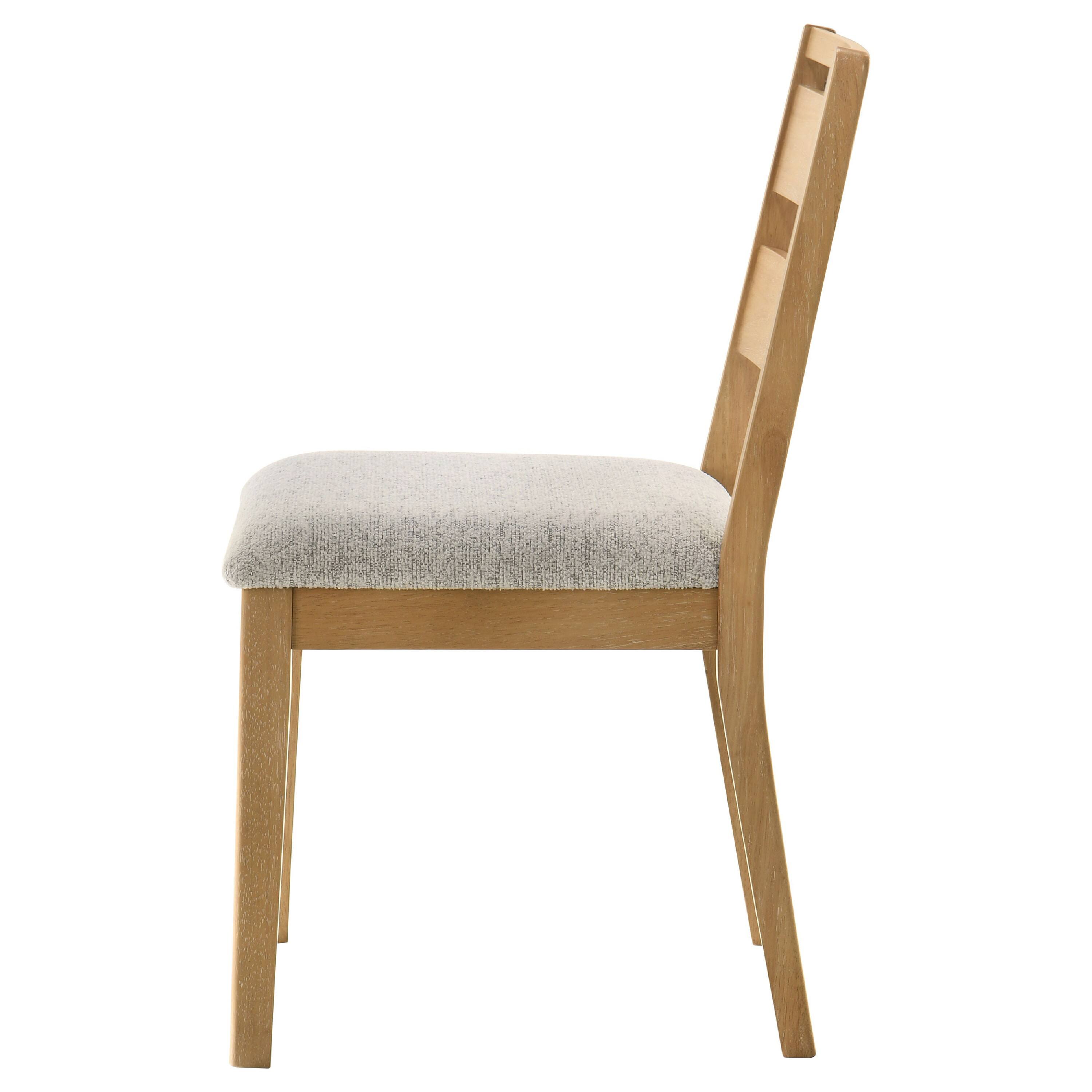 Back. Manhattan Lane - Brion Ladderback Dining Chair, Set of 2, Boucle Fabric, Wash Oak Wood - Washed Oak Brown, Oatmeal White.