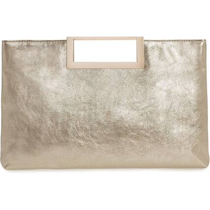 Front. ZUQIETA - ZUQIETA Women's PU Leather Convertible Handbag - Fashionable Clutch & Shoulder Bag - Gold.