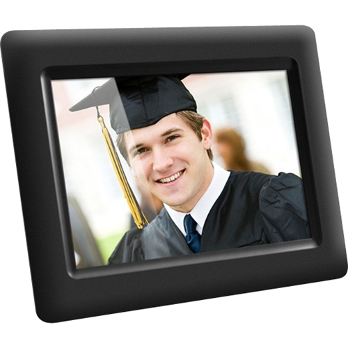 Left View: Aluratek 7" Digital Photo Frame with Automatic Slideshow and True Color LCD Display (1024 x 600 resolution, 16:9 Aspect Ratio)