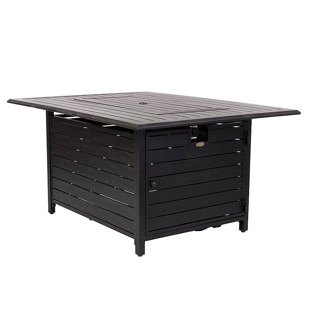 Front. Fire Sense - Longmont Aluminum Rectangular LPG Fire Pit - Antique Bronze.