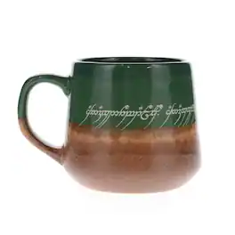 Silver Buffalo - The Lord Of The Rings Elven Text Tapered Ceramic Pottery Mug | Holds 14 Ounces - Brown