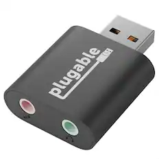 Front. Plugable - USB Audio Adapter Mini Sound Card w/ 3.5mm Headphone,Driverless - Black.
