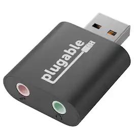 Plugable - USB Audio Adapter Mini Sound Card w/ 3.5mm Headphone,Driverless - Black