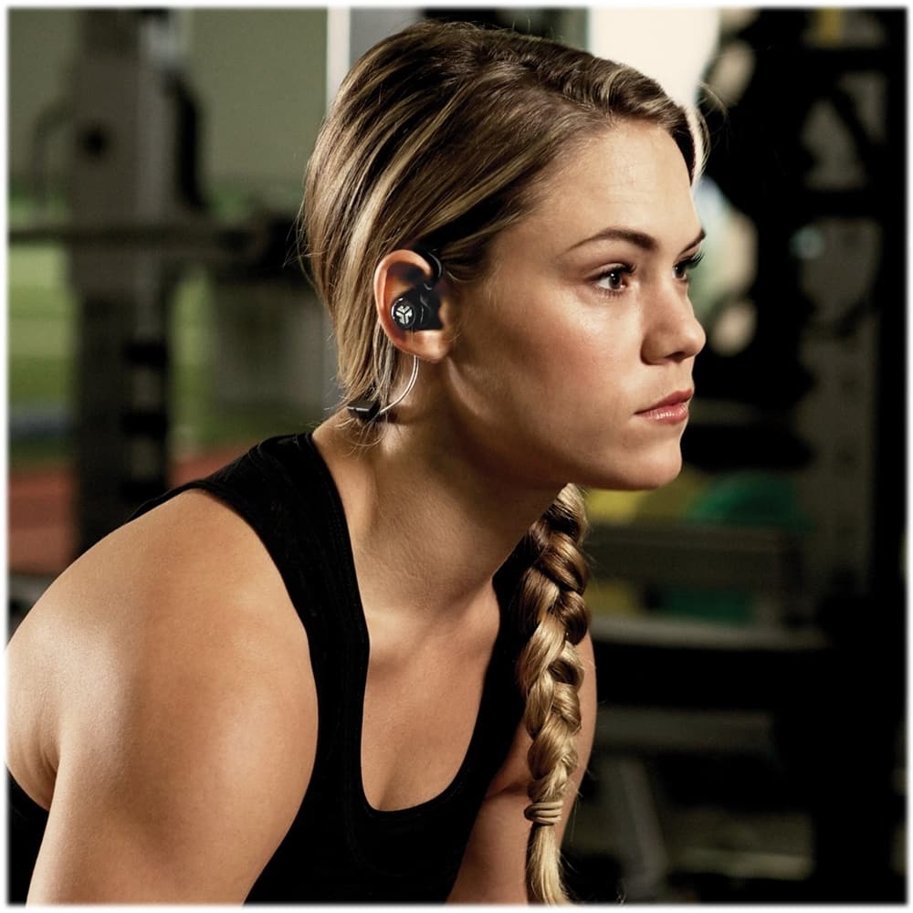 Left. JLab - Epic Bluetooth Earbuds In-Ear Over-The-Ear Mount Wireless Headphones - Black.