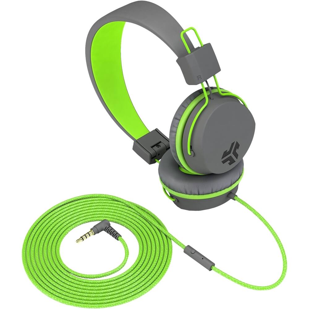 Front. JLab - Neon On-Ear Headphones - Lime/Graphite.