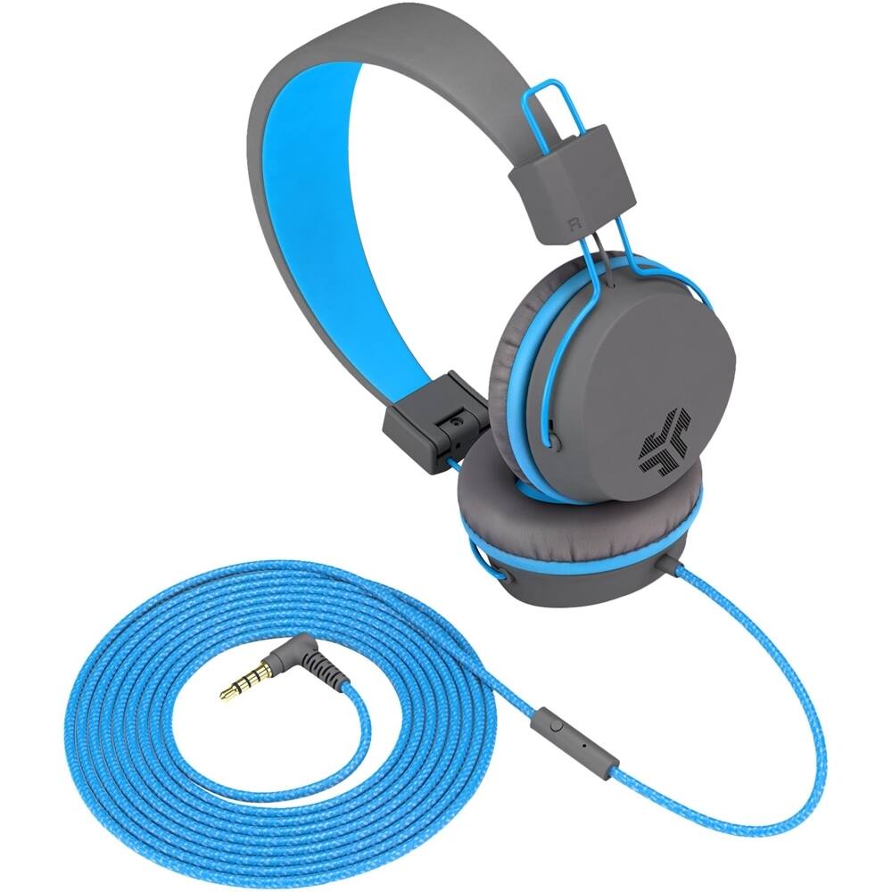 Front. JLab - Neon On-Ear Headphones - Blue/Graphite.