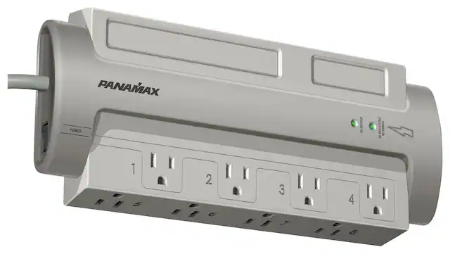 Front. Panamax - Powermax 8-Outlet Surge Protector - Gray.