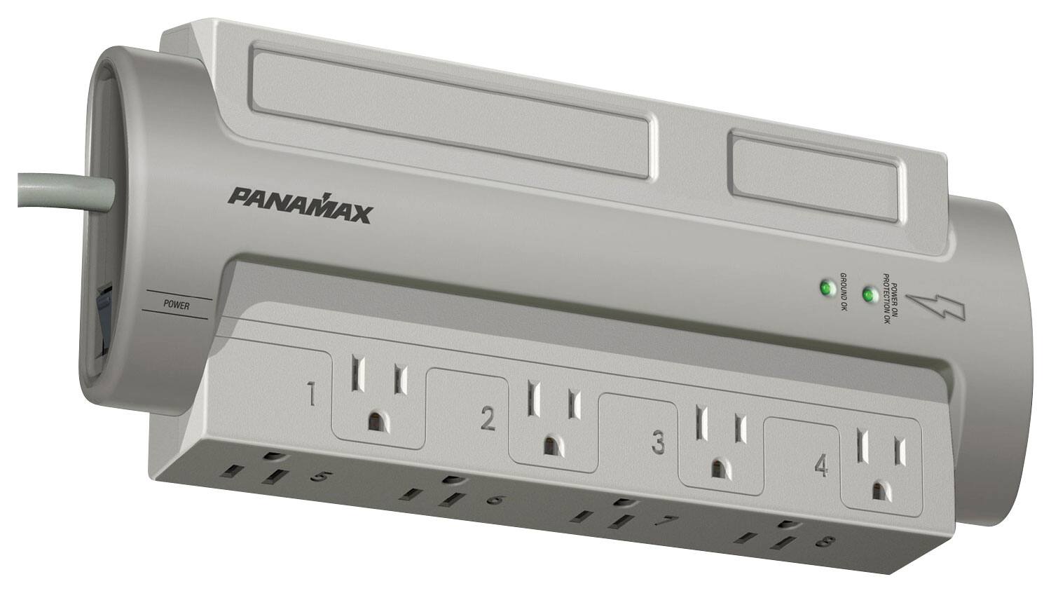 Front. Panamax - Powermax 8-Outlet Surge Protector - Gray.