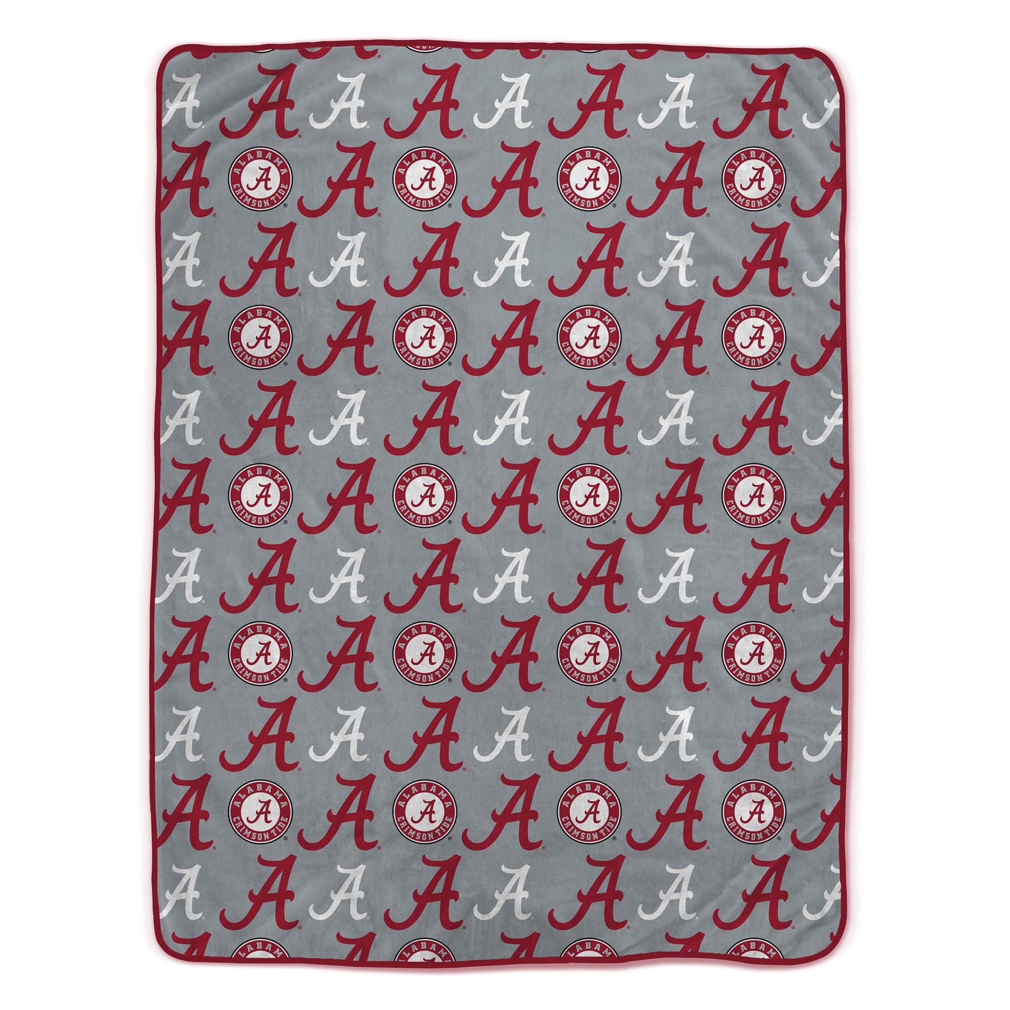 The text in the image appears to be a pattern of the letter "A" in various styles and sizes, with some circular logos containing the letter "A" and the text "AUBURN UNIVERSITY." There is no coherent sentence or phrase to group or correct. The pattern is repetitive and decorative, likely for a fabric or design.