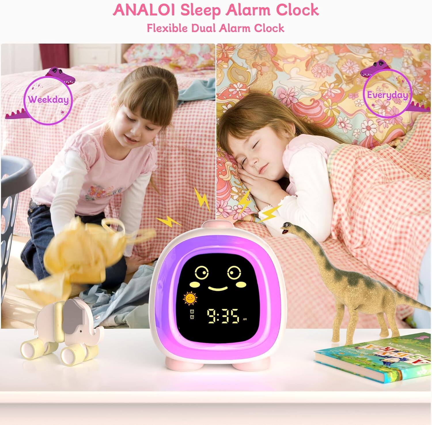 ANALOI Sleep Alarm Clock  
Flexible Dual Alarm Clock  

Weekday  
Everyday  

9:35