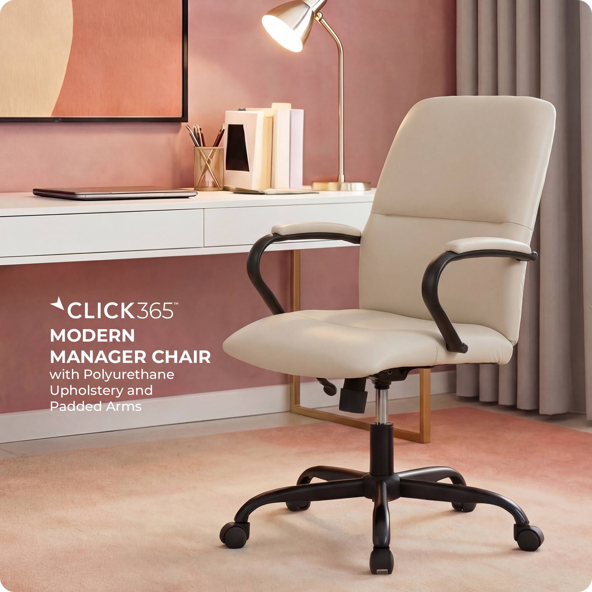 CLICK365 MODERN MANAGER CHAIR with Polyurethane Upholstery and Padded Arms